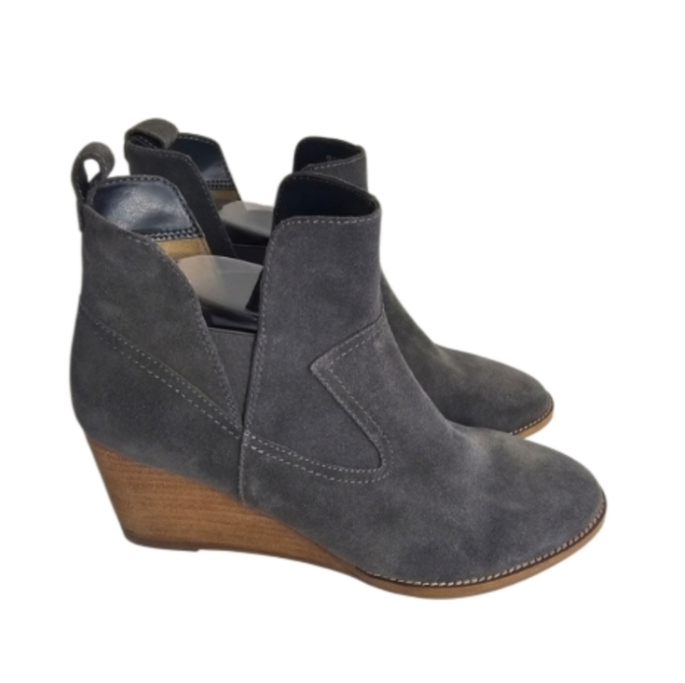 Blondo Waterproof Suede Wedge Ankle Boots Gray Chelsea Bootie Size 12M